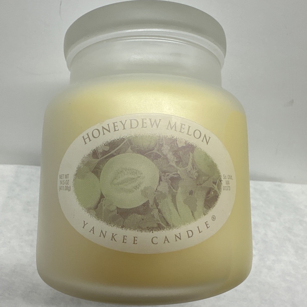 Yankee Candle HONEYDEW MELON 14.5oz Medium FROSTED JAR Reitred New